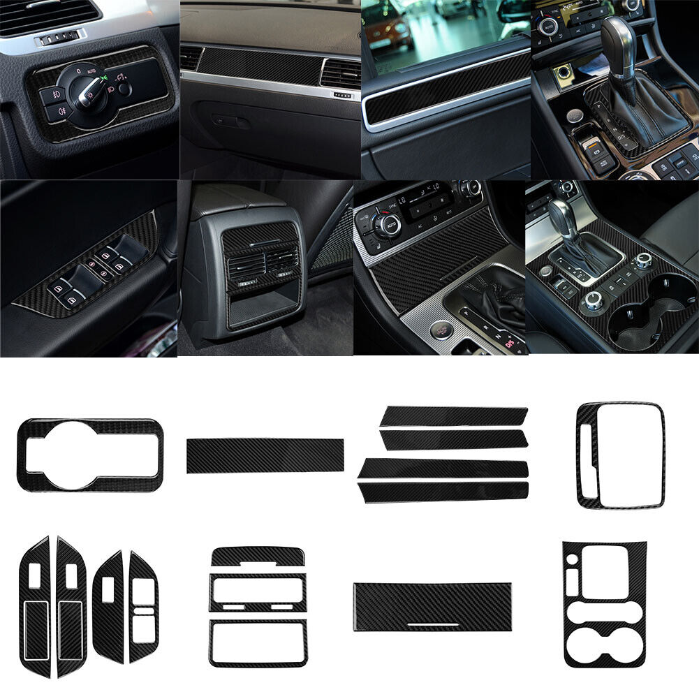 18Pcs Carbon Fiber Full Interior Kit Cover Trim For Volkswagen Touareg 2011-2018