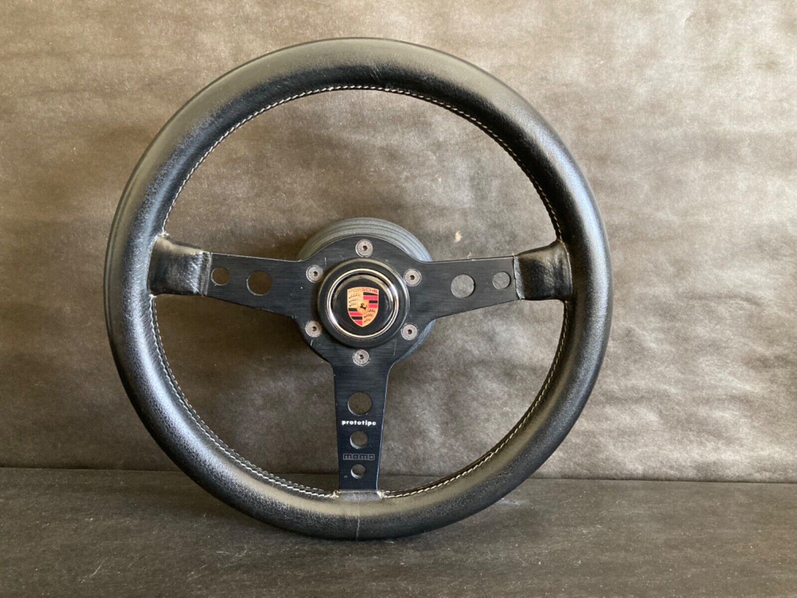 Momo Prototipo 70's Porsche 911 930 Black Leather Steering Wheel 1974-1989