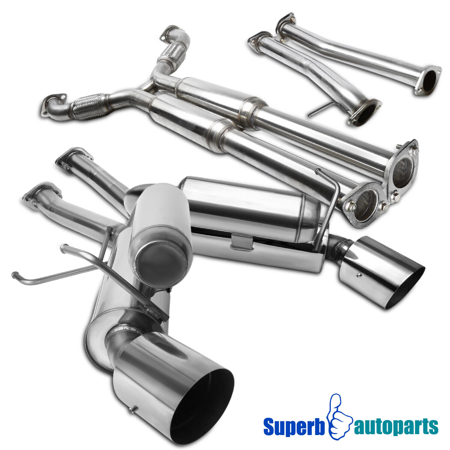 Fit 2003-2007 Infiniti G35 2Dr Stainless Dual Catback Exhaust System Muffler Tip