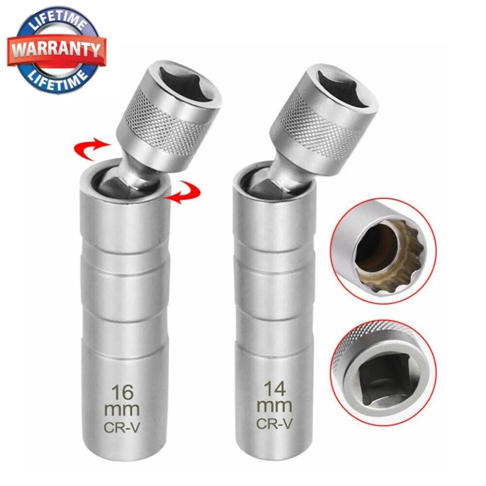 14MM 16MM Thin Wall Magnetic Swivel Spark Plug Socket 12-Point Removal Tools