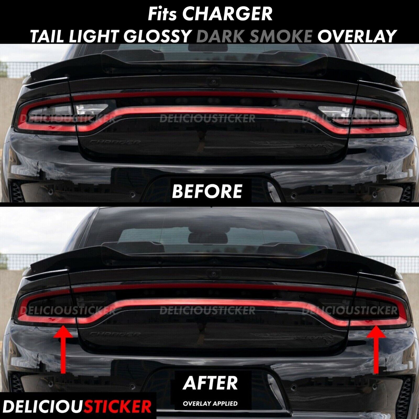 For 2015-2023 Charger SMOKE Tail Light Rear PreCut Tint Overlay Vinyl Decal Dark