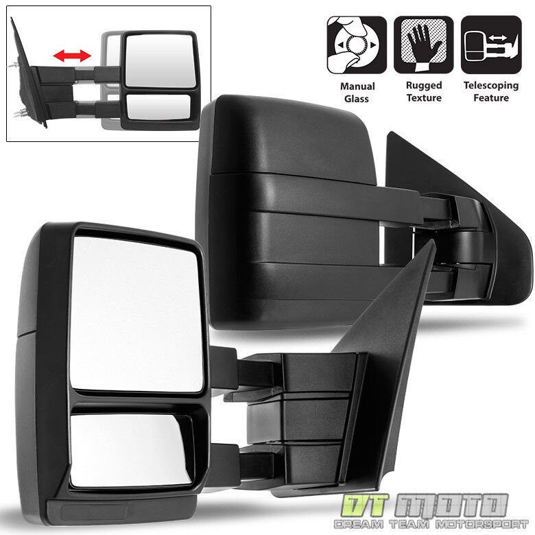 Left+Right 2004-2014 Ford F150 Truck Towing Telescoping Tow Side Mirrors Manual