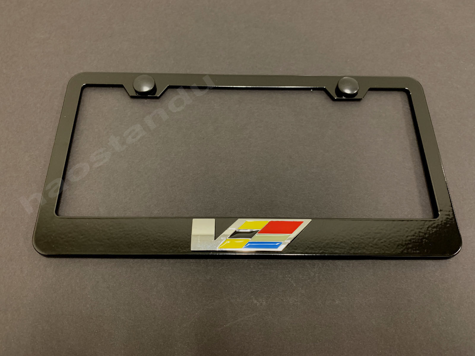 1x ATS/CTS/CT4/CT5 V (LOGO) 3D Emblem BLACK Stainless License Plate Frame+SCaps