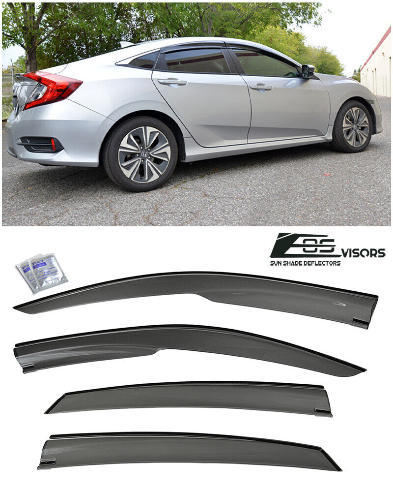 For 16-21 Honda Civic Sedan FC1 FC2 JDM MUGEN Side Window Visors Rain Deflectors