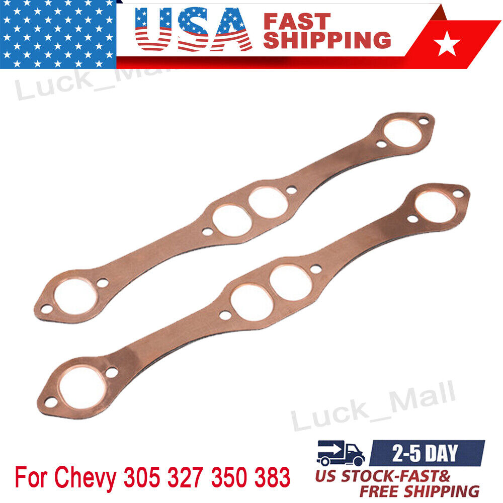 SBC Oval Port Copper Header Exhaust Gaskets For SB Chevrolet 327 283 350 383 400