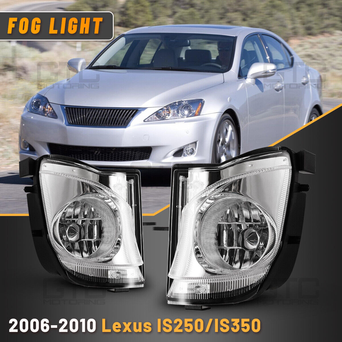 Pair Fog Lights For 2006-2010 Lexus IS250 IS350 Clear Lens Bumper Lamp HB4 Bulbs