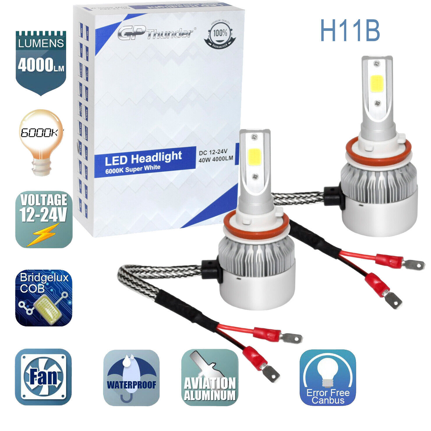 LED Headlight H11B 6000K for Optima Borrego Forte Soul Sportage Elantra Genesis