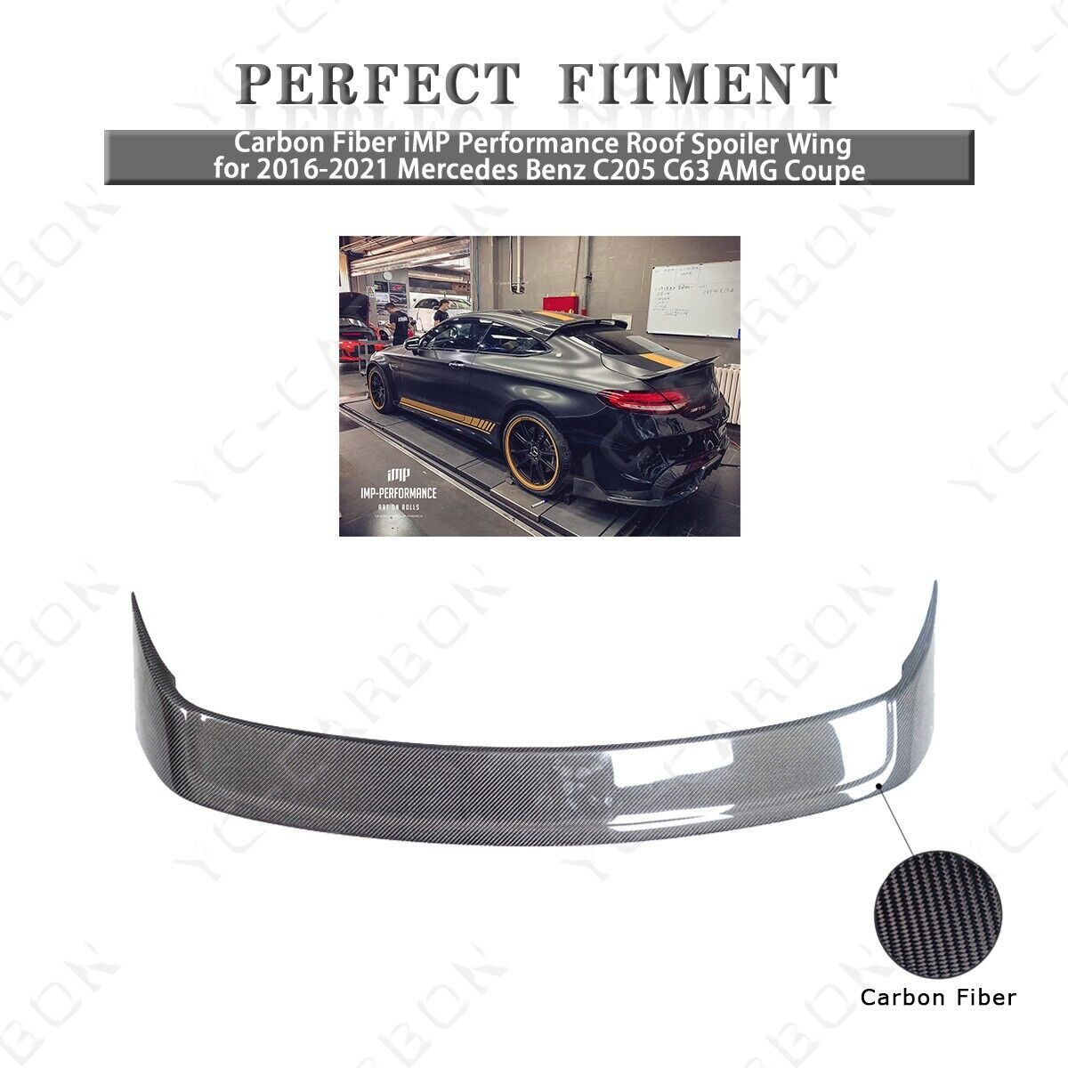 Carbon iMP Performance Roof Spoiler Wing for 16-21 Benz C205 C63 AMG Coupe