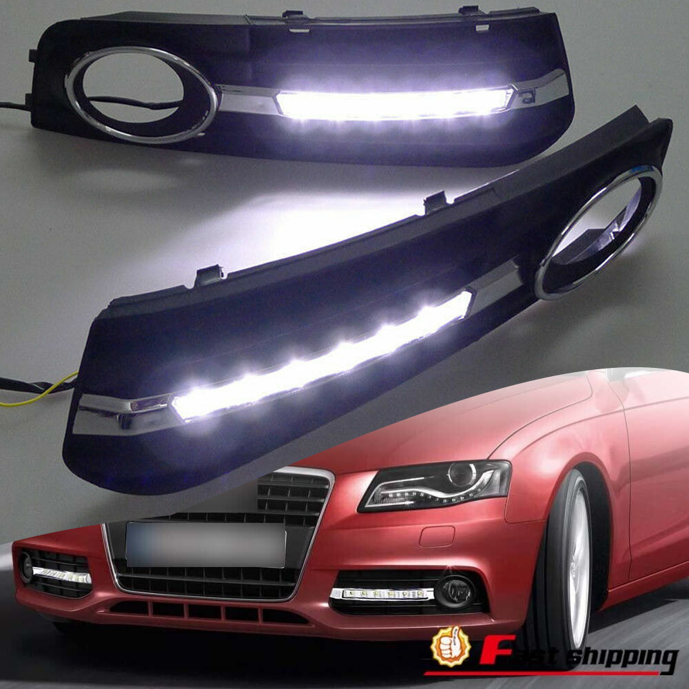 Fit 2008 2009 2010 2011 2012 Audi A4 LED Fog Lights Cover w/DRL Lamps+Wiring Set
