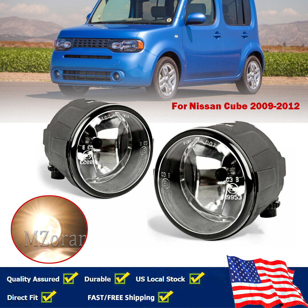 Pair Fog Light Lamps For Nissan Cube 09-12 Factory Bumper Replacement Clear Lens