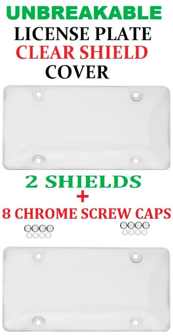 2 UNBREAKABLE CLEAR BUBBLE LICENSE PLATE MOUNT HOLDER FRAME BUMPER SHIELD COVER