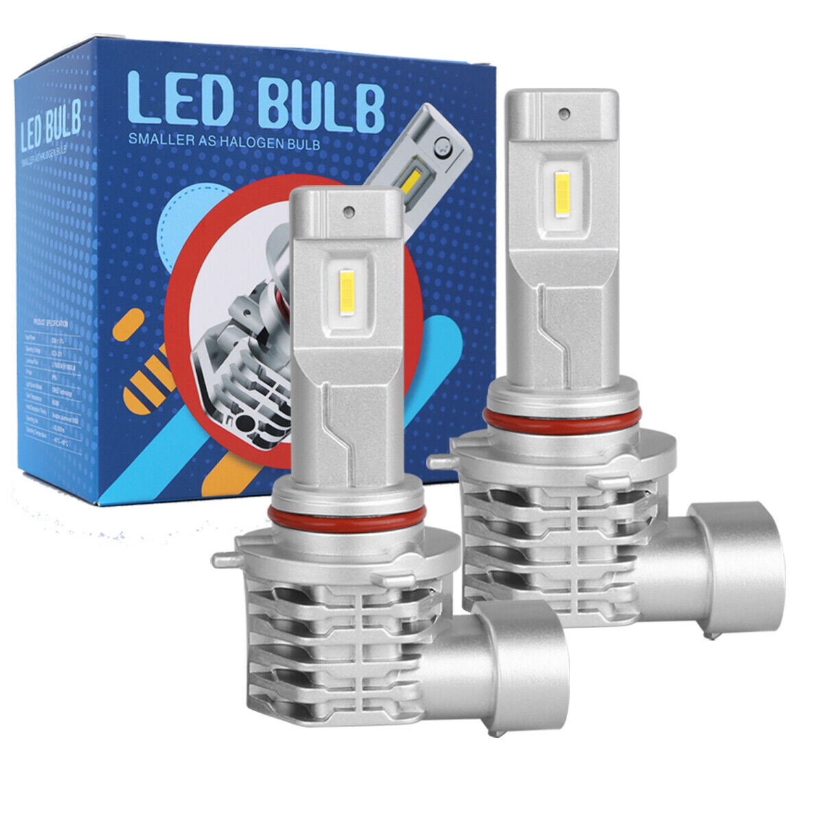 2x 9006 HB4 LED Headlight Bulbs 55W 8000LM Low beam 6500K Xenon White Fanless