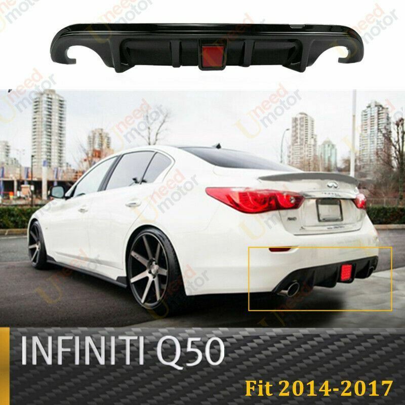 For 2014-2017 Infiniti Q50 Rear Bumper Lip Spoiler Lower Diffuser with LED Light