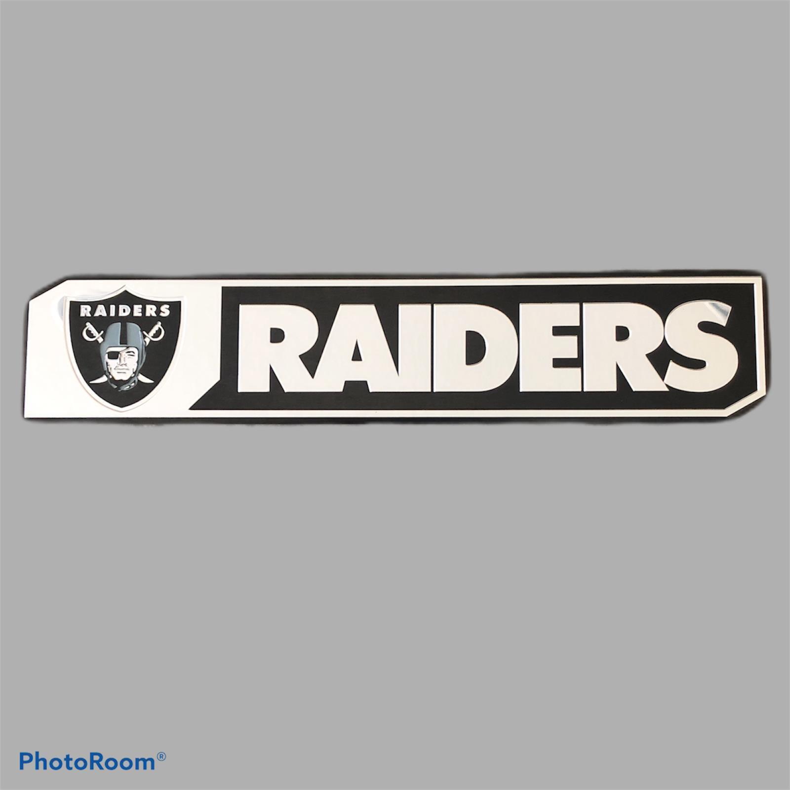 NFL Oakland Raiders Embossed Aluminium Silver and Black Badge