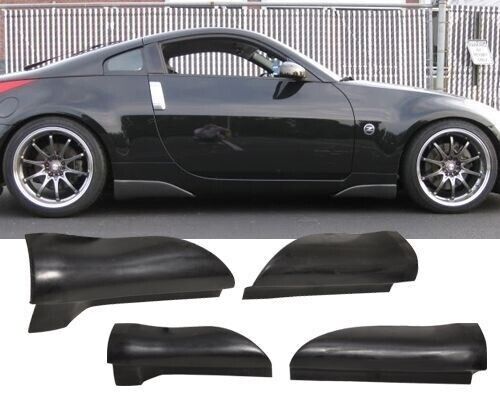 VS Poly Urethane Diffusers Black Side Skirt 4 Add-On Pcs For 03-08 Nissan 350Z