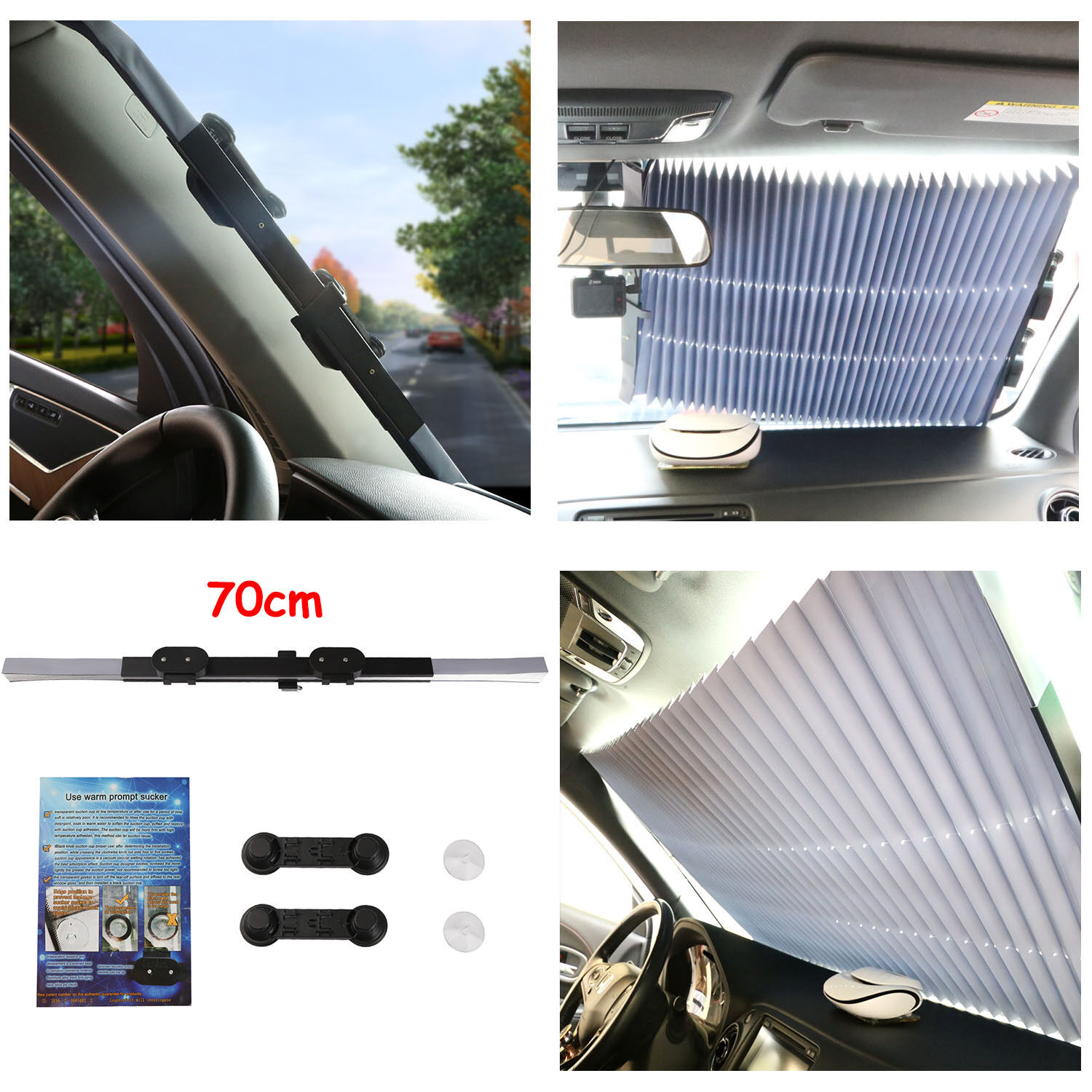 Car Retractable Front Window Sun Shade Visor Folding Auto Windshield Block Cover