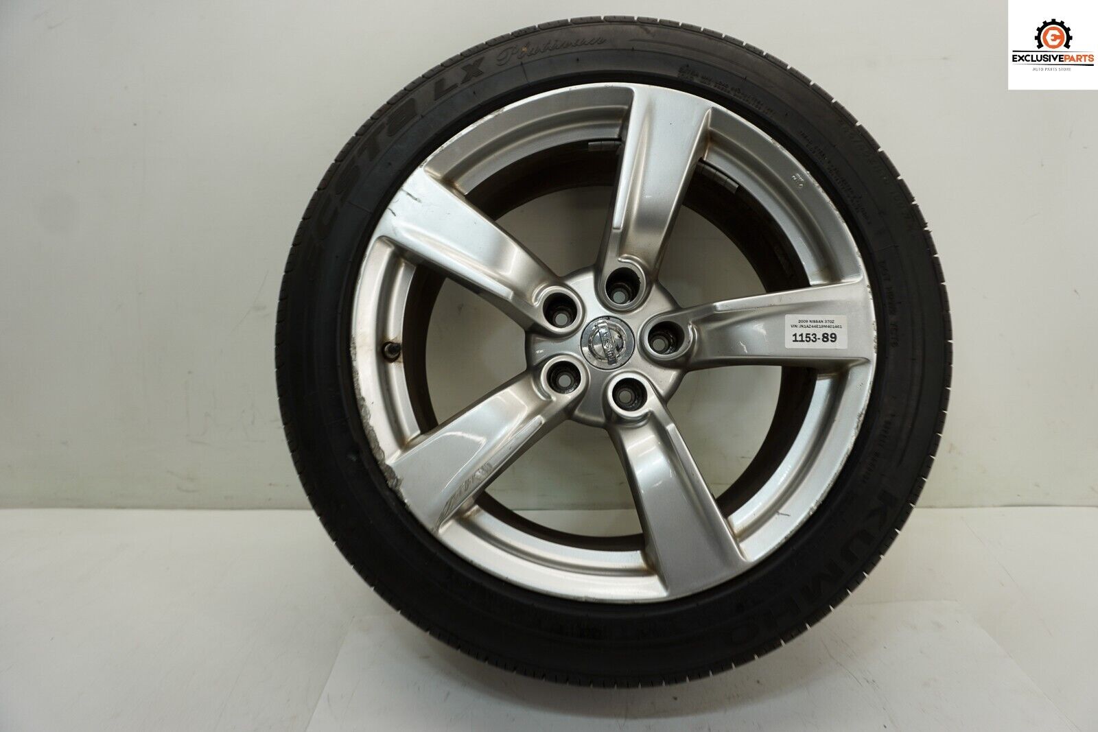 09-20 Nissan 370Z 3.7 AT OEM Wheel Rim Tire Kumho 245/45ZR18 100W SCRATCHED 1153