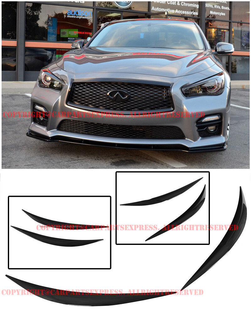 ABS Headlight Eyebrow Moldings Headlamp Front Cover For 15-Up Infiniti Q50 V37