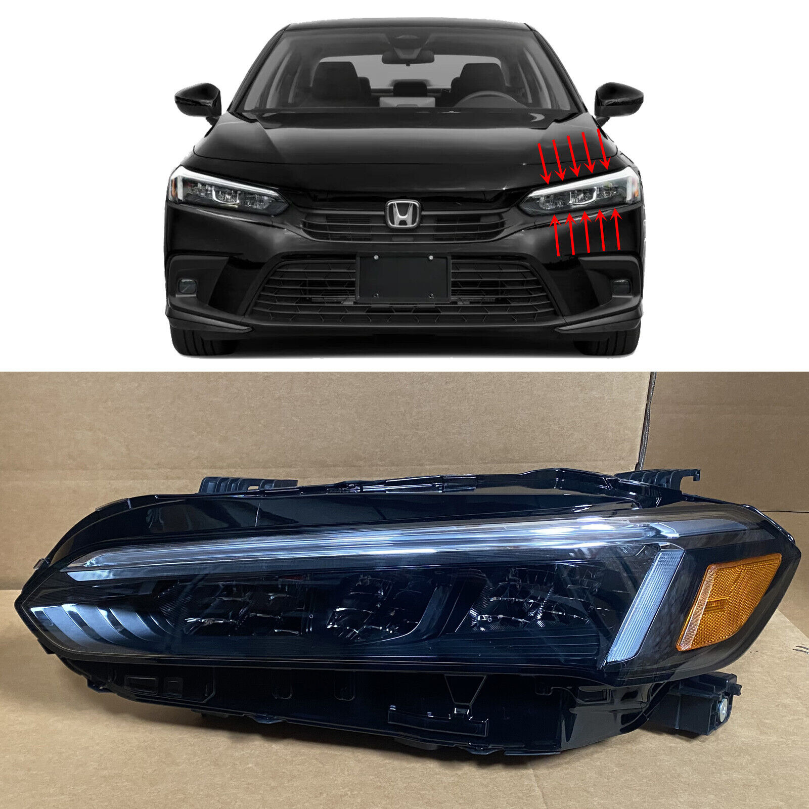 LED Headlight Replacement For 2022 2023 2024 Honda Civic Sport Touring Left