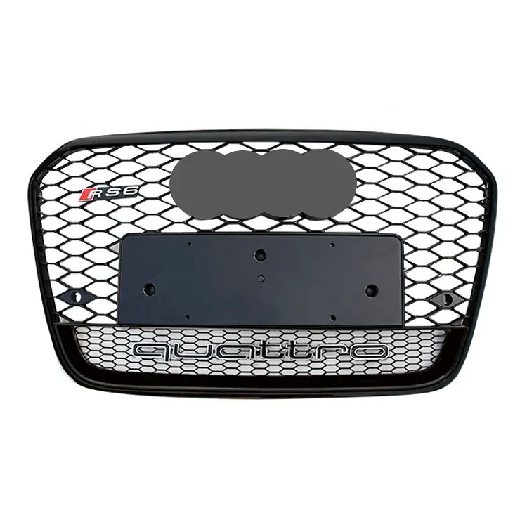 FRONT MESH RS6 STYLE BUMPER HOOD GRILLE BLACK FOR 2012-2015 AUDI A6 C7 QUATTRO