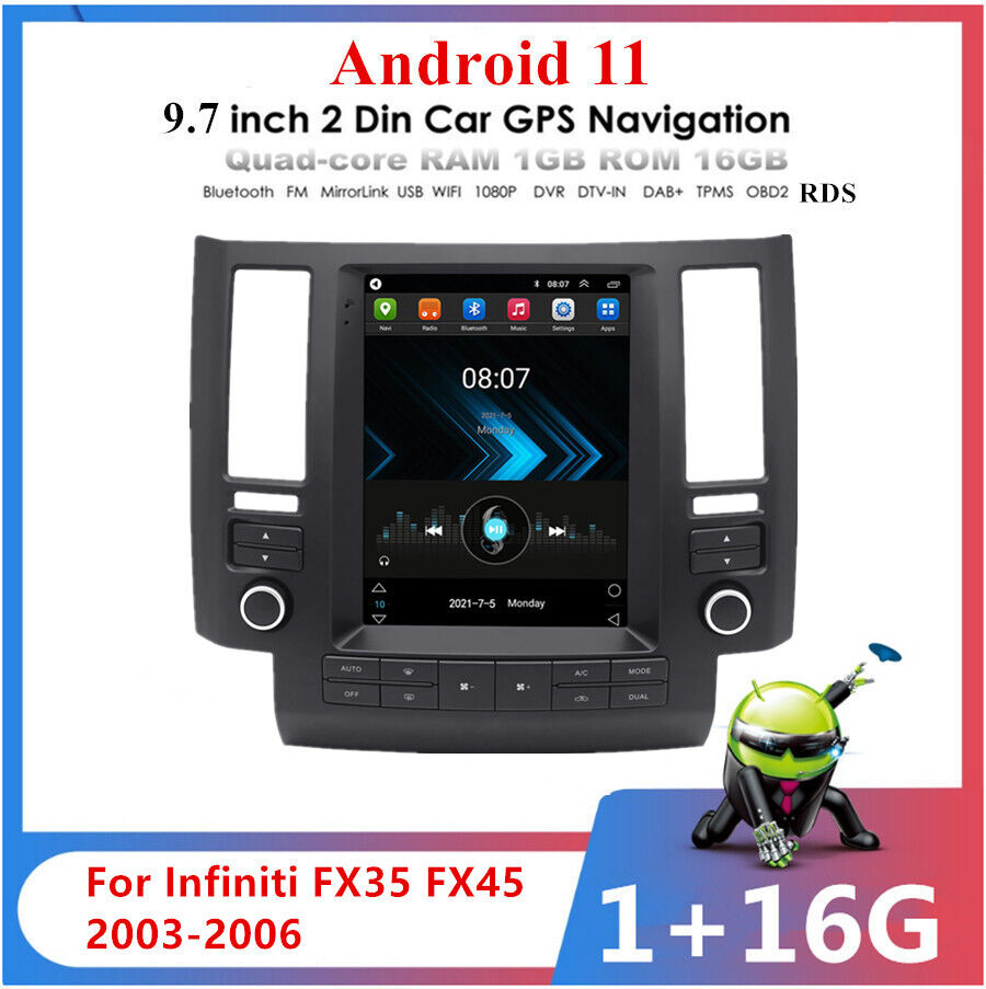 9.7''Android 11 1/16G Car Stereo Radio GPS WIFI For Infiniti FX35 FX45 2003-2006