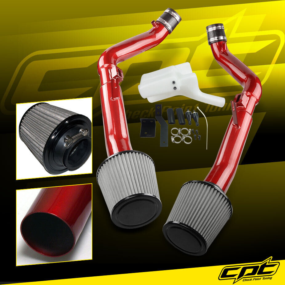 For 08-13 G37 2dr/4dr 3.7L V6 Red Cold Air Intake + Stainless Steel Air Filter