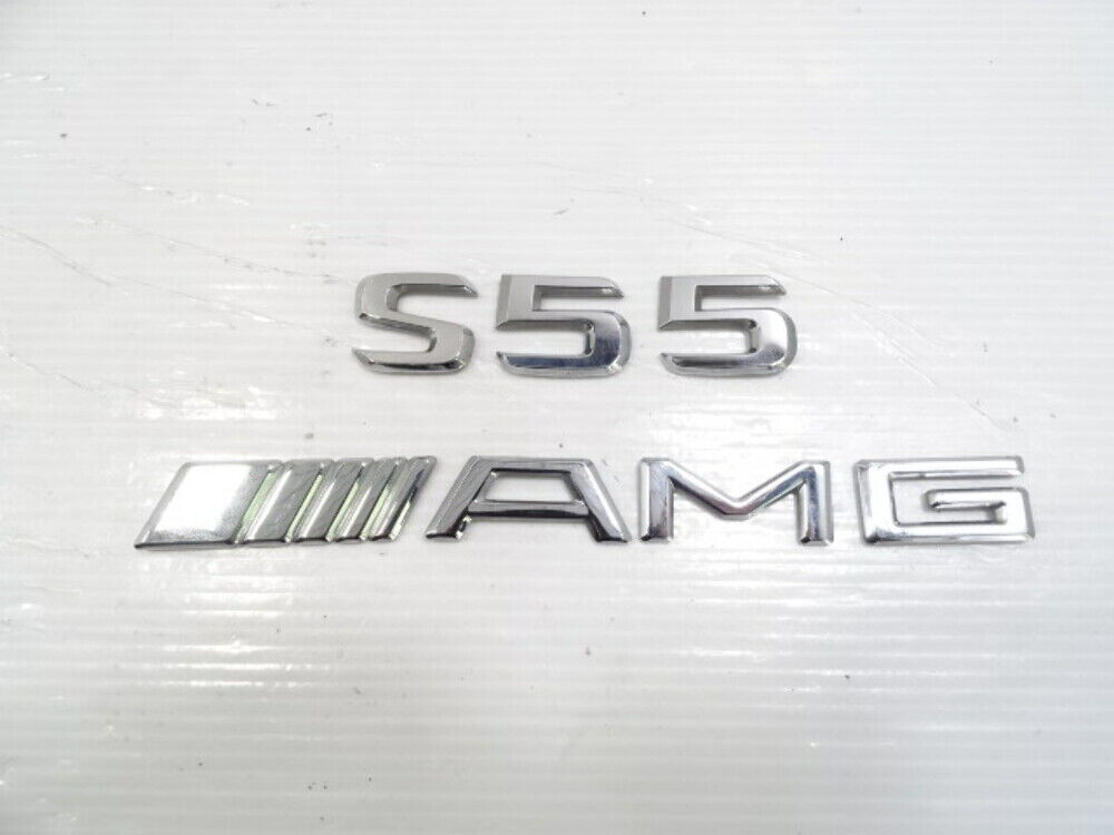 05 Mercedes W220 S55 emblem set, on trunk lid S55 AMG