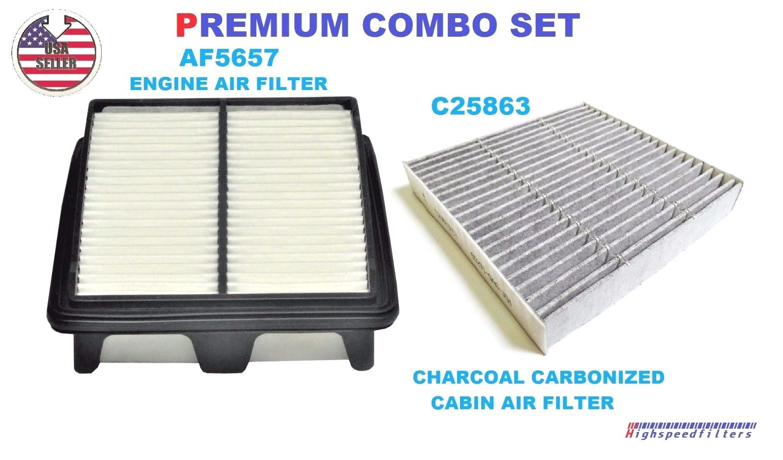 AF5657 C25863 COMBO Engine & CARBONIZED Cabin Air Filter For 2007 2008 HONDA FIT