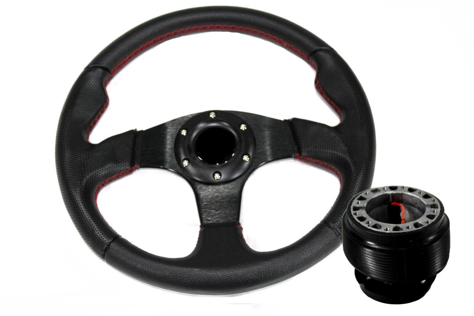 Civic Prelude CR-V RSX Fit Accord TL CL S2000 Black Steering Wheel w/Red + Hub