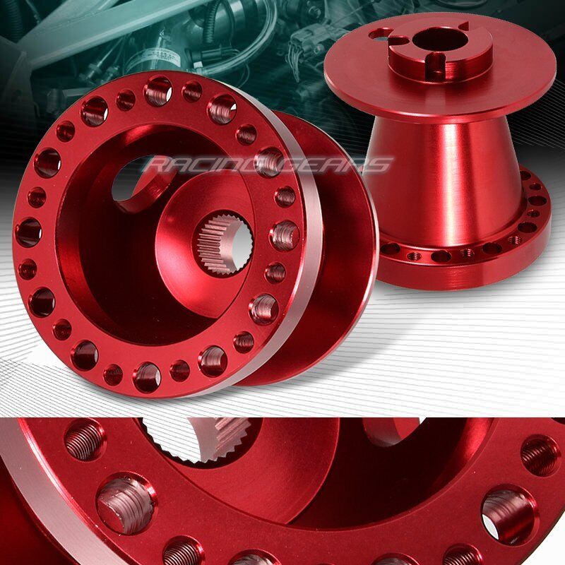 RED ALUMINUM 6-HOLE STEERING WHEEL HUB ADAPTER FIT 83-88 MITS. STARION/CORDIA