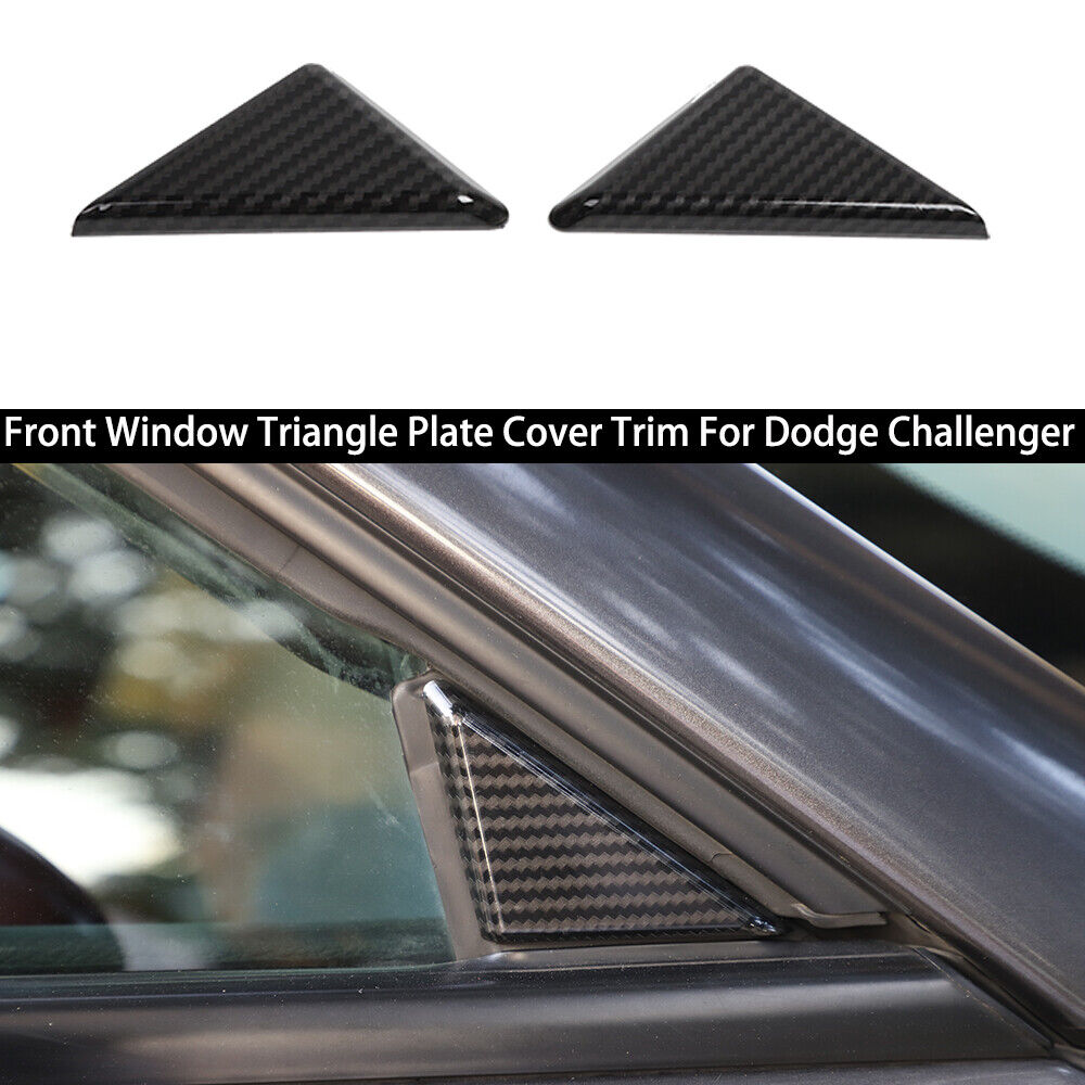 Carbon Fiber Front Window Triangle Plate Cover Trim for Dodge Challenger 2009-20