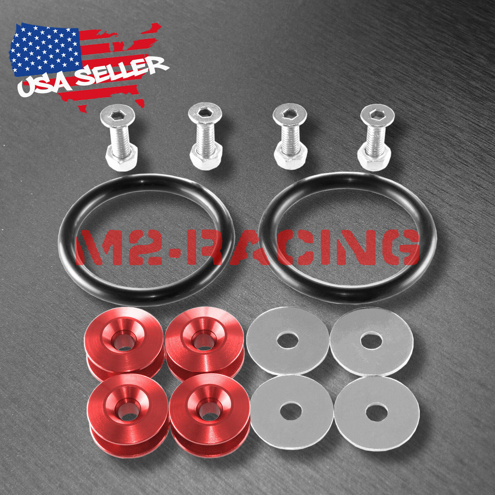Red JDM CNC Quick Release Fasteners For Car Bumpers Trunk Fender Hatch Lids Kit