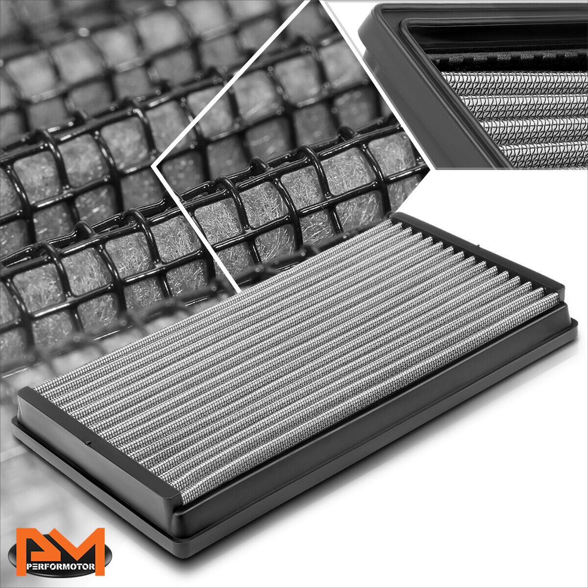 For 00-04 Ford Focus 2.0L Reusable Multilayer Hi-Flow Drop In Air Filter Silver