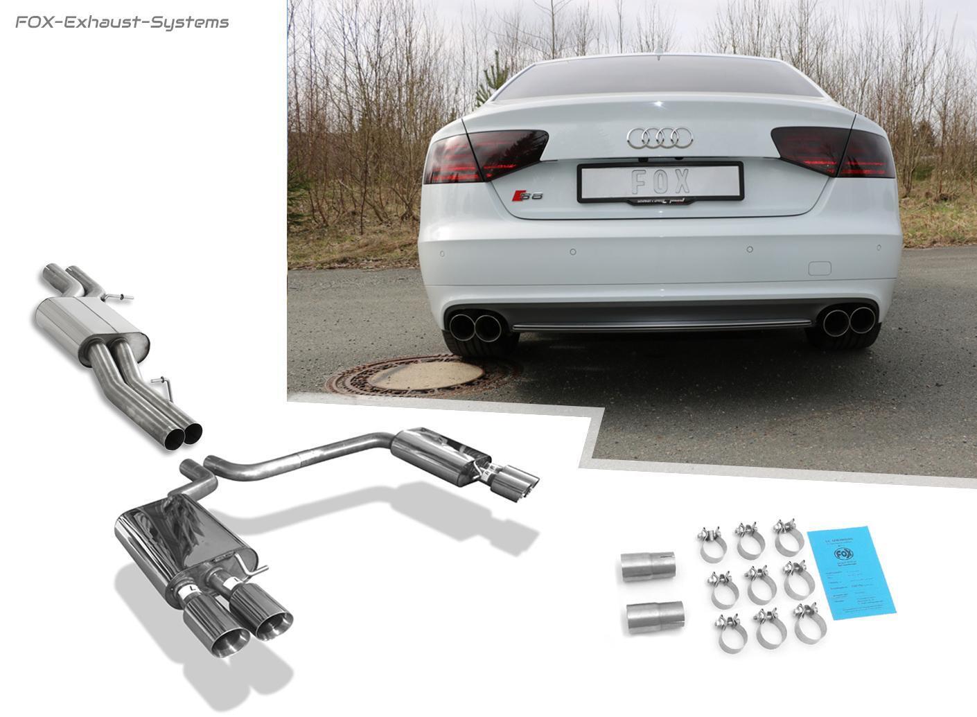 Duplex Sports Exhaust System From Kat Audi S8 4H Type D4 Je 2x90mm Double-Walled