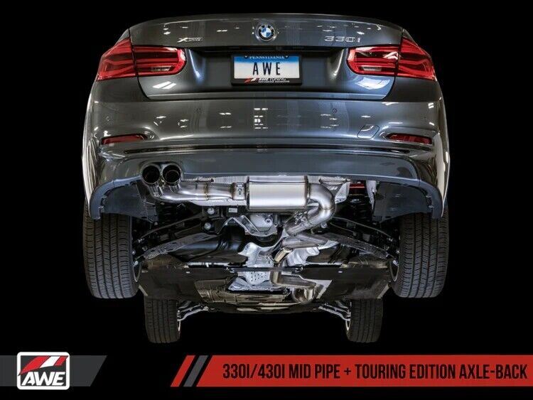 AWE Touring Edition Axle Back Exhaust Single w/ 80mm Black Tips for BMW F3X 328i