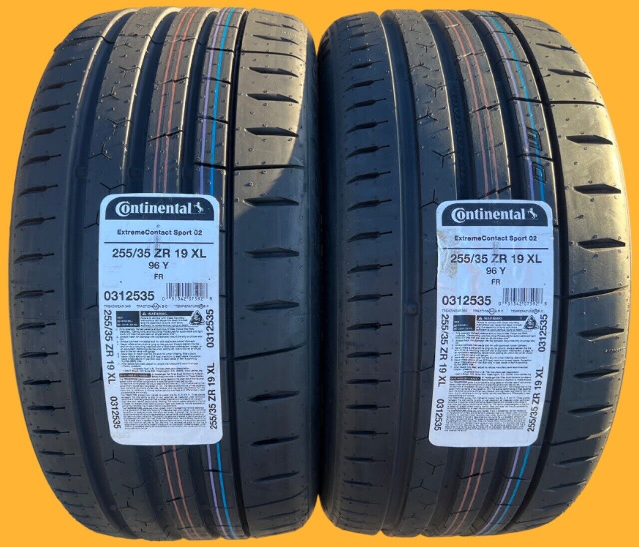 TWO NEW 255/35ZR19 Continental ExtremeContact Sport 02 Tires Like Michelin 4S