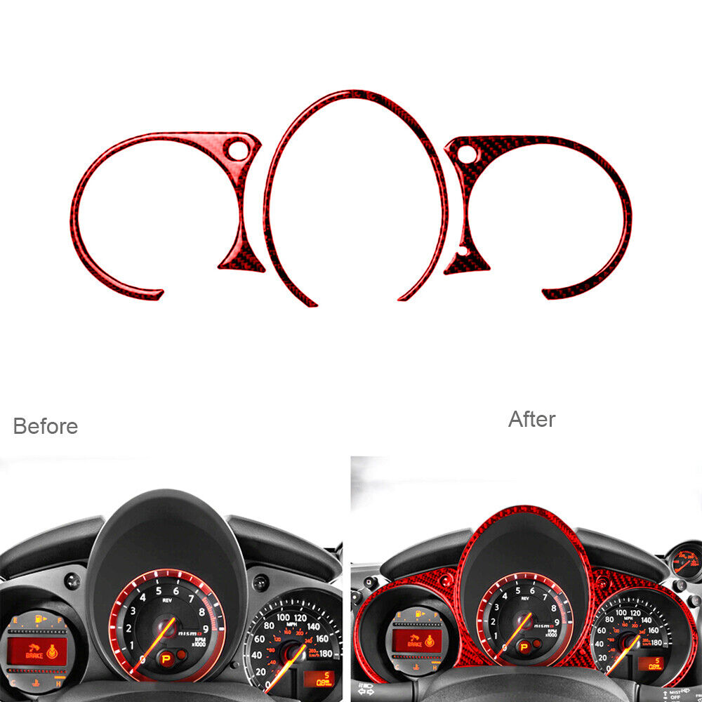 Red Carbon Fiber Dashboard Instrument Panel Trim Cover For Nissan 370Z 2009-2020