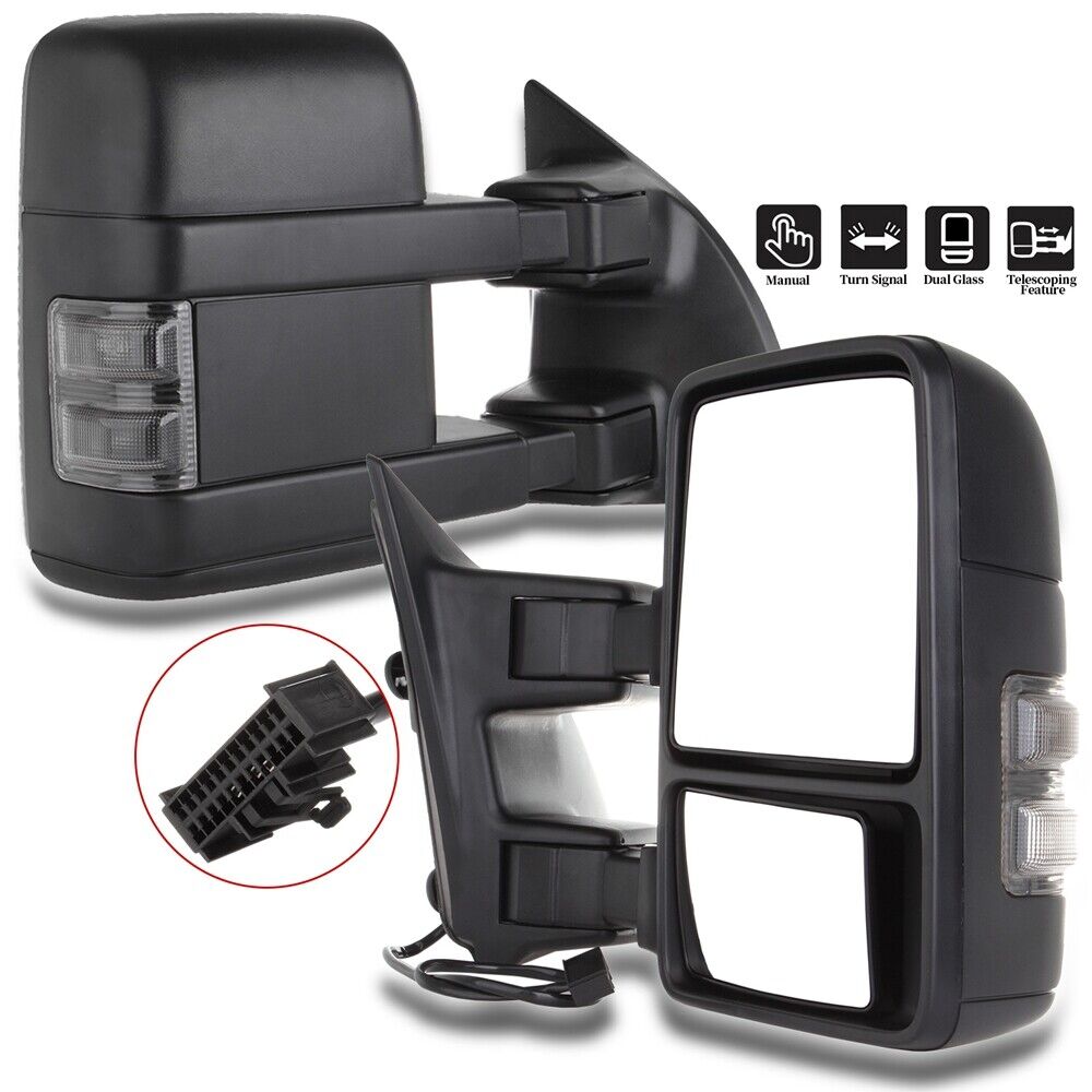 Manual Black Towing Fold Mirrors LH+RH For Ford F250 F550 Super Duty 1999-2016
