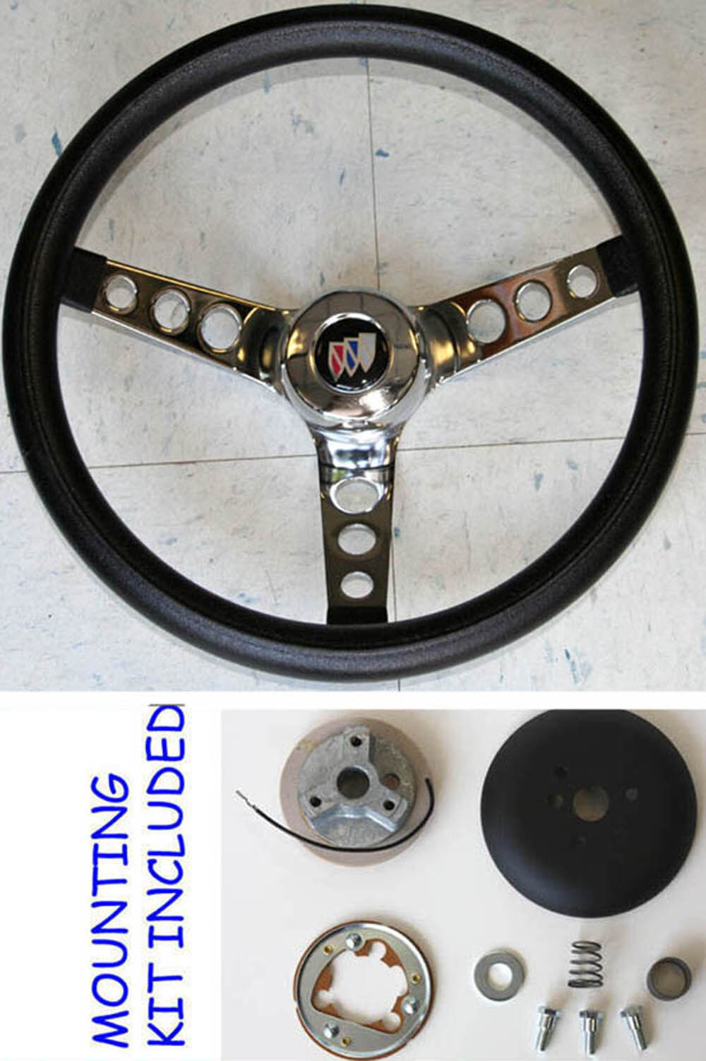 New 1964-1966 Buick Skylark Gran Sport GRANT Black Steering Wheel 13.5