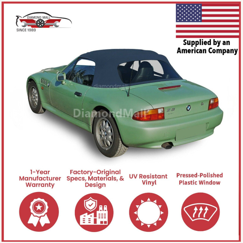 1996-02 BMW Z3 Convertible Soft Top w/DOT Approved Plastic Window, Blue