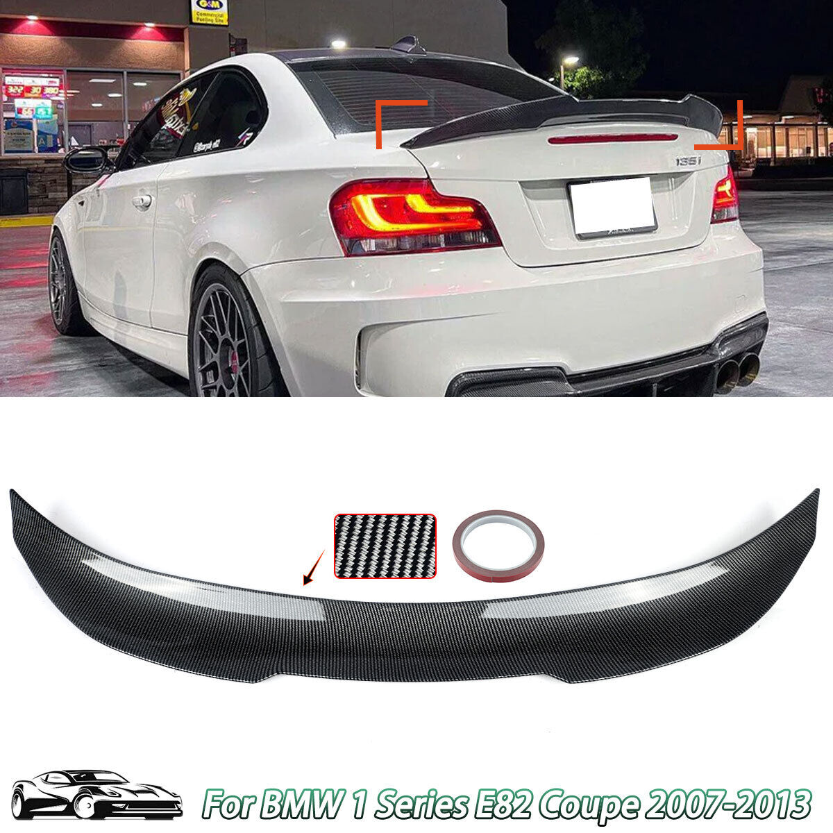 Painted For 07-13 BMW 125i 128i 135i E82 PSM Type Rear Trunk Spoiler Carbon Look