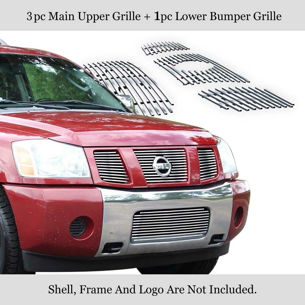 Fits 2004-2007 Nissan Titan/Armada Stainless Chrome Billet Grille Insert Combo