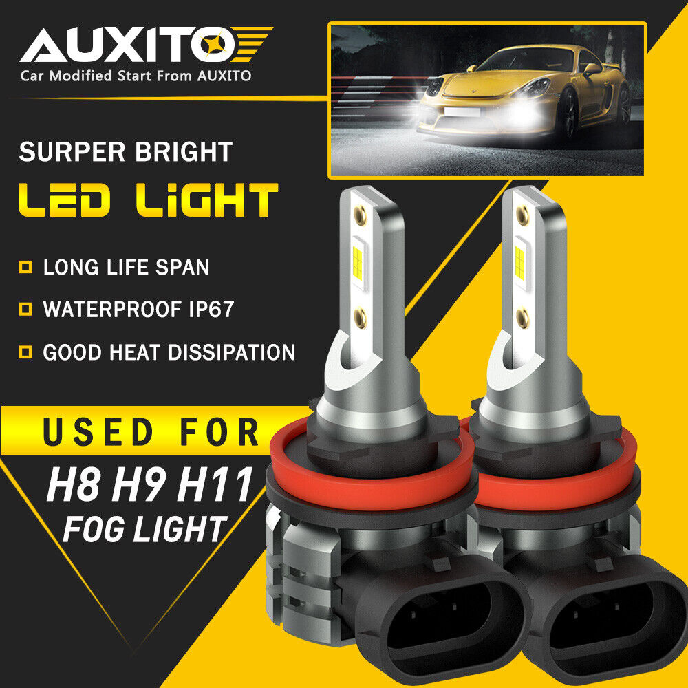 2X AUXITO H11 H16 H8 LED Fog Driving Light 6000K Super Bright Bulb DRL White L3A