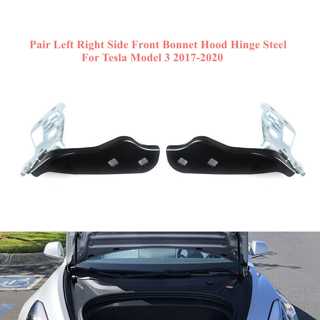 Pair Left Right Side Front Bonnet Hood Hinge Steel For Tesla Model 3 2017-2020