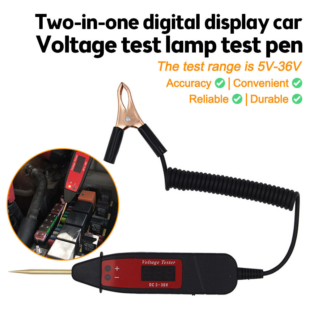 Car Electric Voltage Test Pen Probe Tools W/LED Light 5-36V Digital Tester Tools