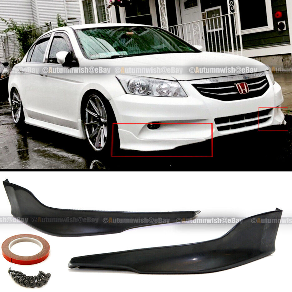 Fit 11 12 Honda Accord 4DR OE Style Unpainted Front Bumper Lip Spoiler Aprons 
