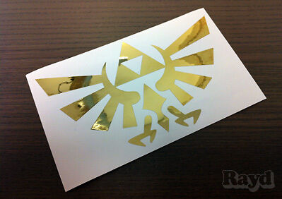(2x) Zelda Triforce Symbol Sticker Die Cut Decal metallized GOLD Self Adhesive
