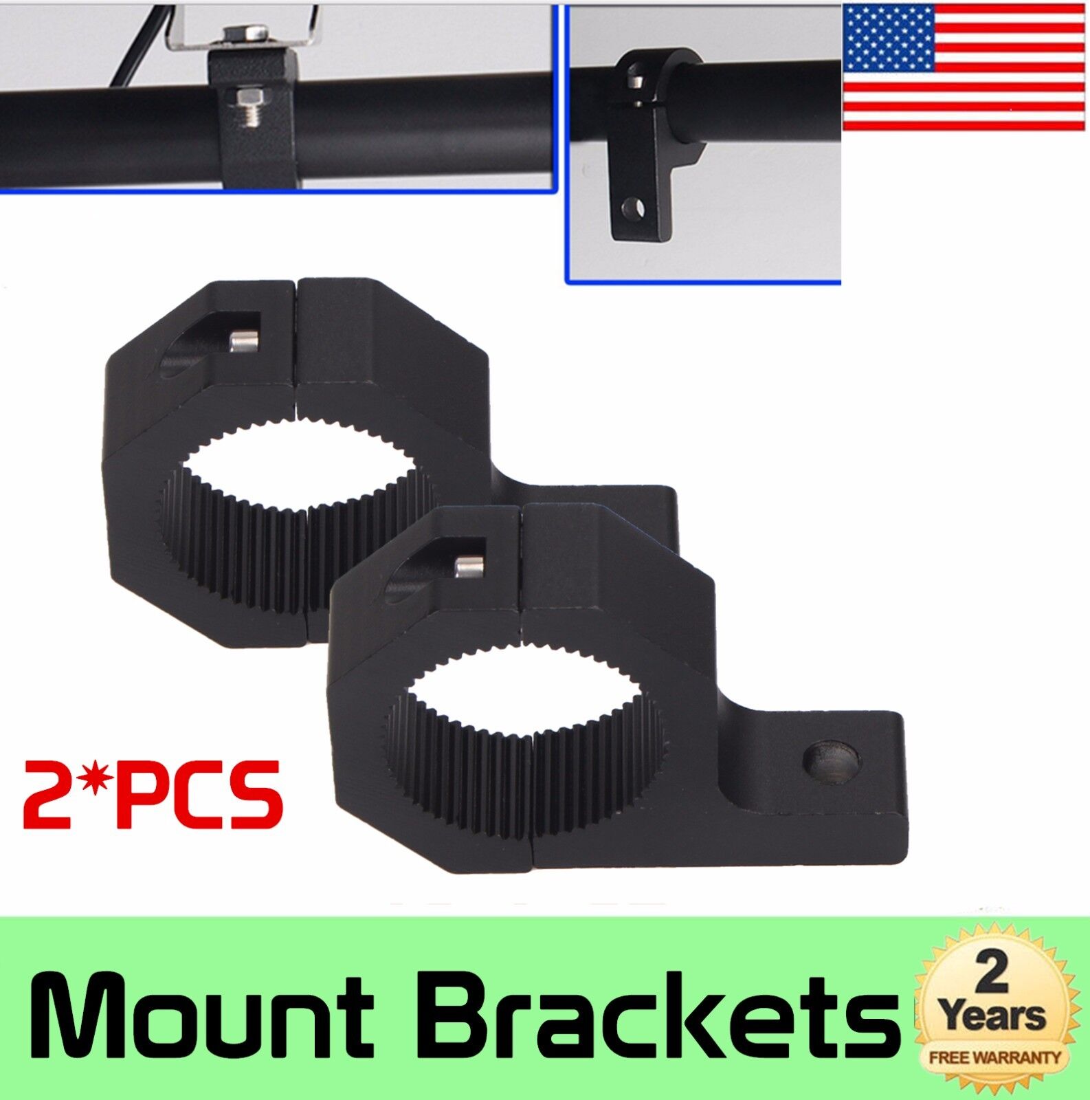 2x 1inch- 2inch Bull Bar Roll Tube Mounting Bracket Clamps LED Light Bar Offroad