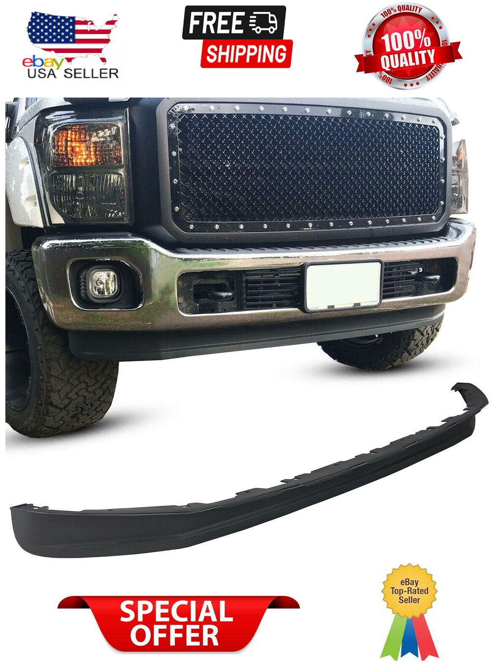 Front Lower Valance Air Dam Deflector For 11-16 Ford F-250 F-350 Super Duty RWD