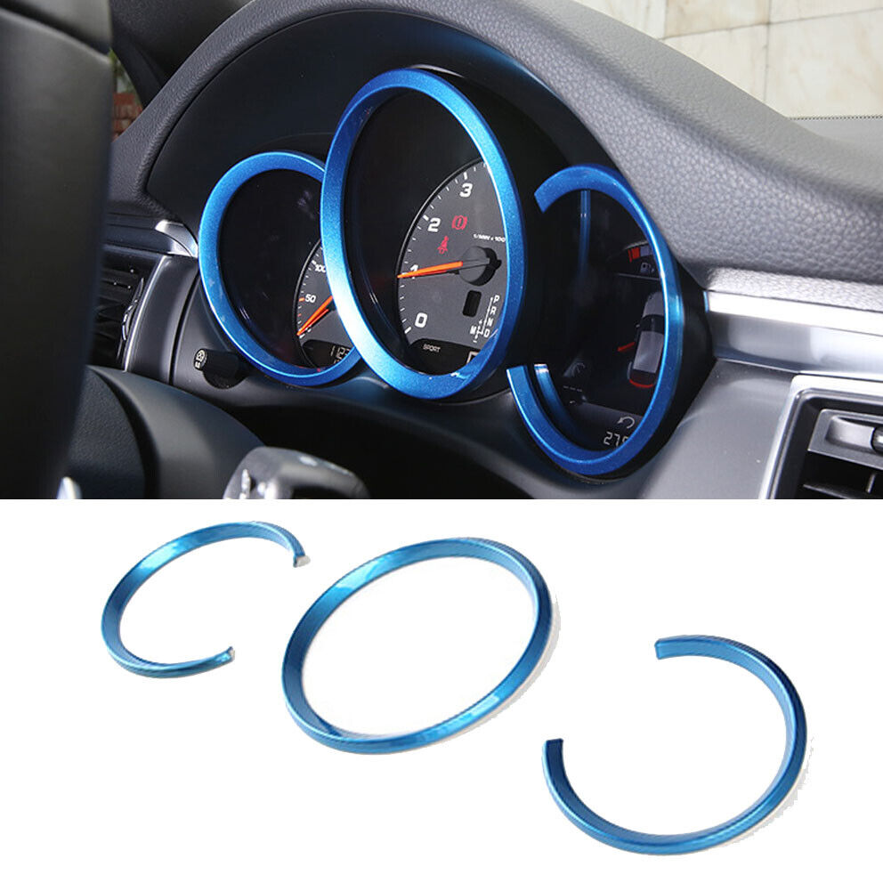 3Pcs Blue Dashboard Meter Ring Cover Trim For Porsche Cayman Boxster 2013 - 2019